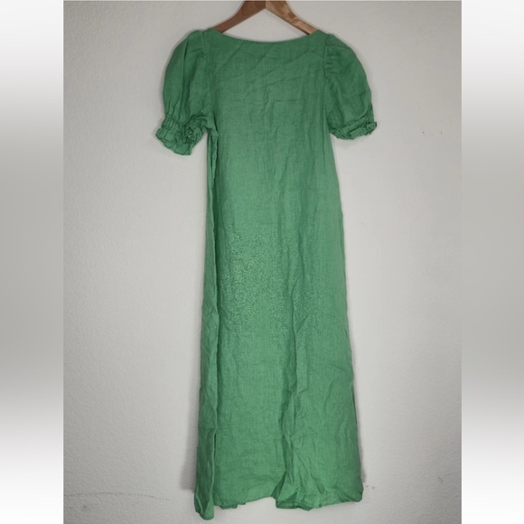 Sleeper Brigitte Button Down Maxi Dress Green 100% Linen Size XS Womens - Picture 2 of 8